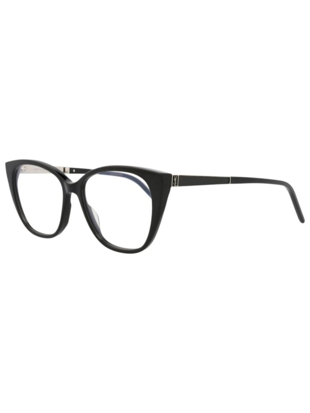 New Saint Laurent Women's Eyeglasses Cat Eye Acetate Frame Black Silver